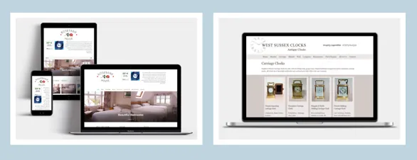 A selection of digital devices showing websites built by CVW Web Design.